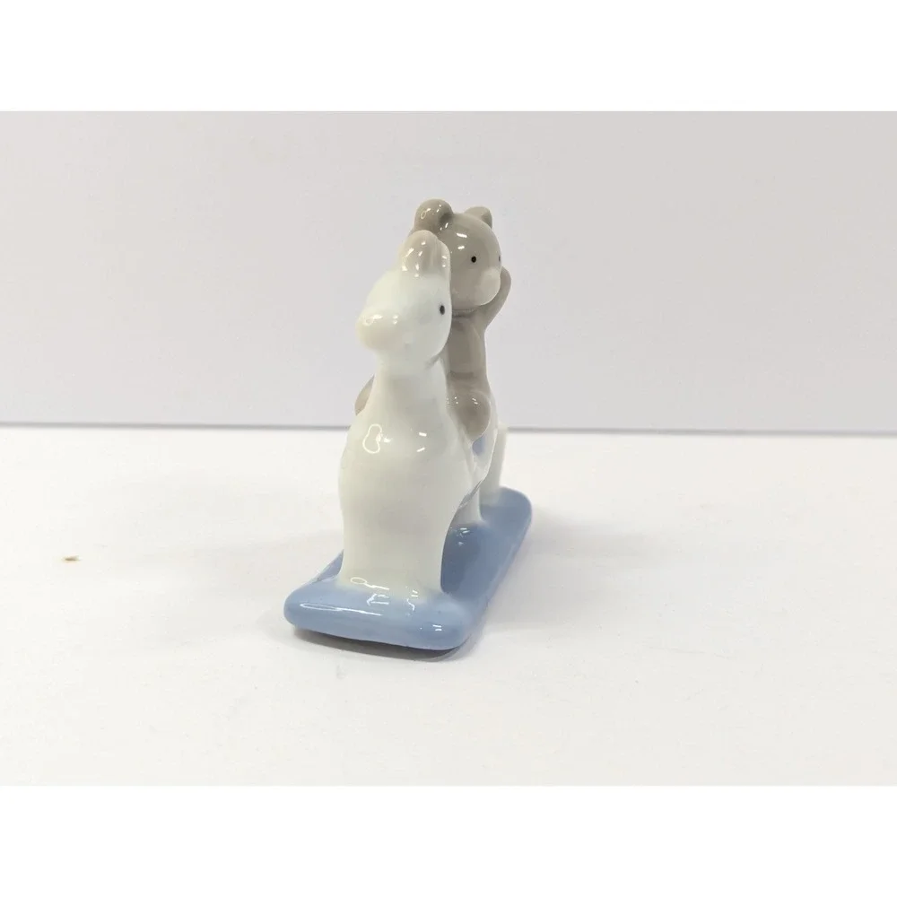 Biedermann Mini Taper Candle Holder Teddy Bear‎ on Horse Pony Porcelain Figurine